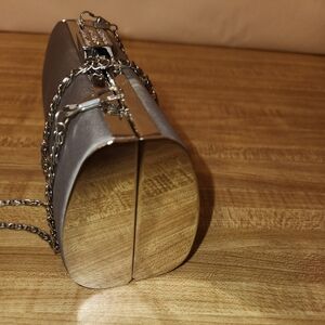 LULU TOWNSEND Silver Satin Evening Clutch/Bag